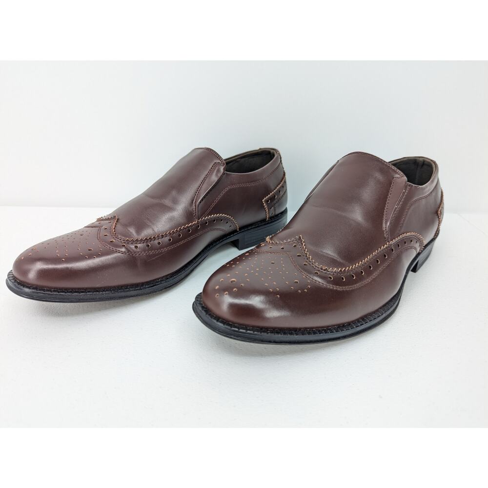 EUC Alpine Swiss Basel Mens Wing Tip Dress Shoes Brogue Medallion Loafers Size 9